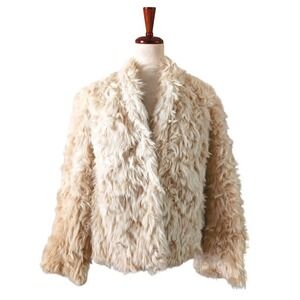 NWT Vince Faux Fur Jacket Cream‎ Cozy Shearling Style Shaggy Outerwear L